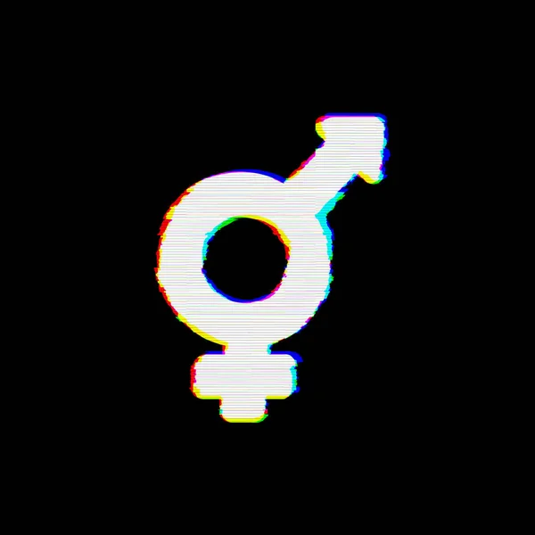 Символ трансгендер имеет дефекты. Глюк и полосы — стоковое фото
