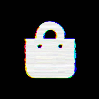 Sembol alışveriş çantası kusurları vardır. Glitch ve şeritler 