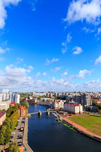Kaliningrads centrum. Fyren i fiskebyn, — Stockfoto