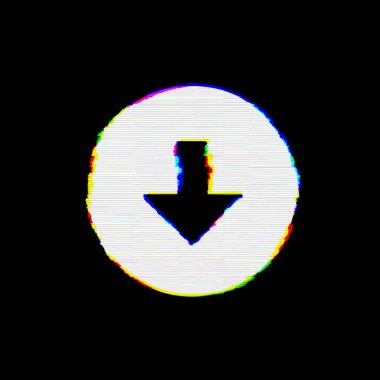 Sembol ok daire aşağı kusurları vardır. Glitch ve şeritler 