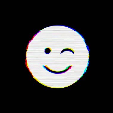 Sembol gülümseme göz kırpma kusurları vardır. Glitch ve şeritler 