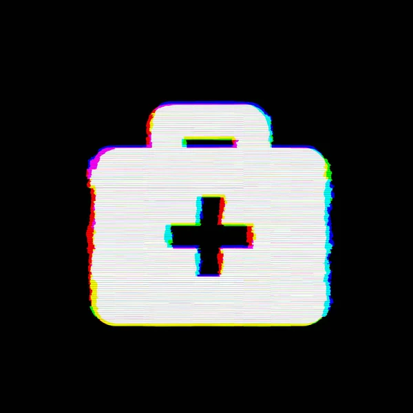 Symbol briefcase medical has defects. Glitch and stripes — Stock Photo, Image