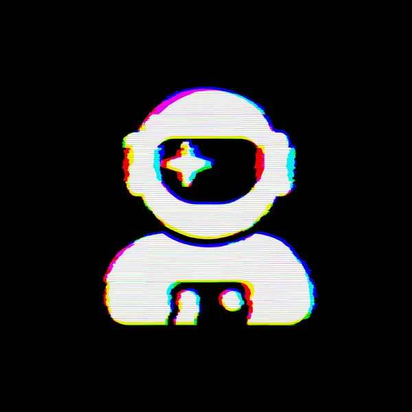 Symbol user astronaut has defects. Glitch and stripes