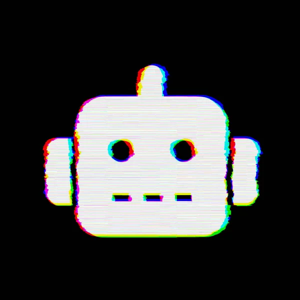 Symbol robot ma wady. Glitch i paski — Zdjęcie stockowe