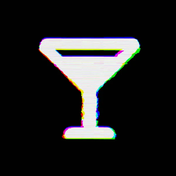 Symbol szkło Martini ma wady. Glitch i paski — Zdjęcie stockowe