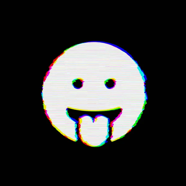Symbol grin tongue has defects. Glitch and stripes