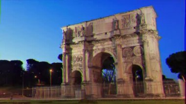 Aksaklık etkisi. Konstantin Kemeri. Zoom. Roma, İtalya. Zaman Atlamalı. Video. Ultrahd (4k))