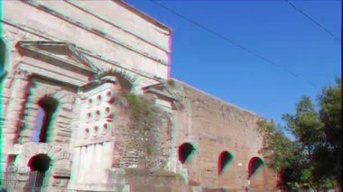 Aksaklık etkisi. Büyük Kapı. Piazzale Labicano. Roma, İtalya. Video. Ultrahd (4k))