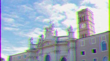 Aksaklık etkisi. Gerusalemme Basilica di Santa Croce. Roma, İtalya. Video. Ultrahd (4k))