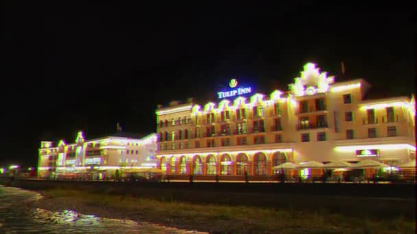 Effetto Glitch Golden Tulip Hotel Buonanotte Rosa Khutor Sochi Russia — Video Stock