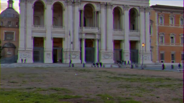 Glitch Effect Basilica San Giovanni Laterano Avond Rome Italië Video — Stockvideo