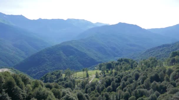 Efecto Fallo Técnico Bosque Las Laderas Montañas Alrededor Villa Olímpica — Vídeo de stock