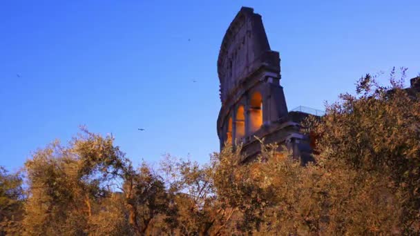 Efecto Fallo Técnico Coliseo Amanecer Roma Italia Vídeo Ultrahd — Vídeo de stock