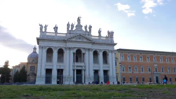 Glitch Effect Basilica San Giovanni Avond Rome Italië Video Ultrahd — Stockvideo