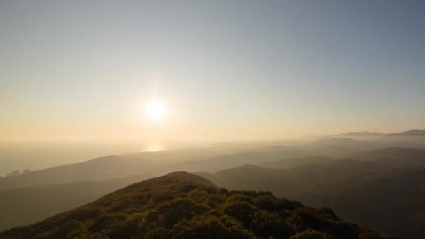 Efeito Falha Pôr Sol Sobre Mar Zoom Timelapse Sochi Rússia — Vídeo de Stock