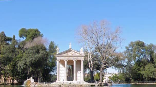 Efecto Fallo Técnico Pond Temple Asclepius Villa Borghese Roma Italia — Vídeo de stock