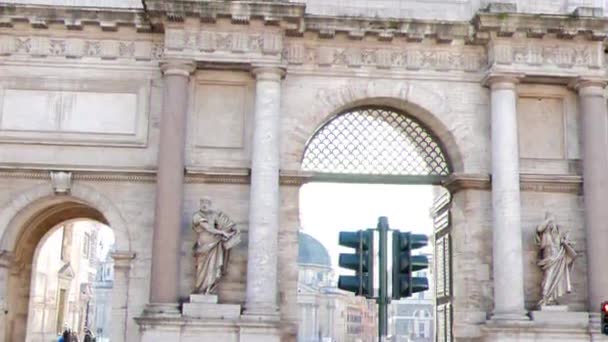 Efecto Fallo Técnico Puerta Entrada Piazza Del Popolo Roma Italia — Vídeos de Stock