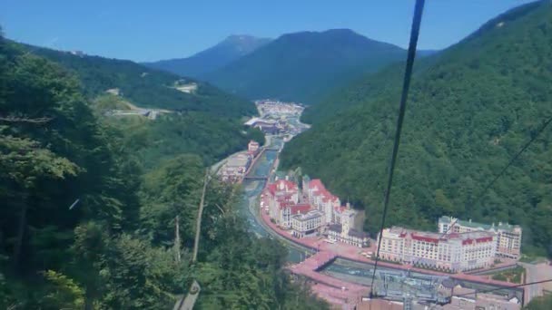 Glitch Hatása View Rosa Khutor Kötélpálya Olympia Sochi Oroszország Július — Stock videók