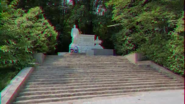 Glitch Effect Monument Heroes Great Patriotic War Somshitovoy Yew Grove — Stock Video