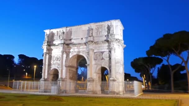 Efeito Falha Arco Triunfal Constantino Amanhecer Roma Itália Vídeo — Vídeo de Stock