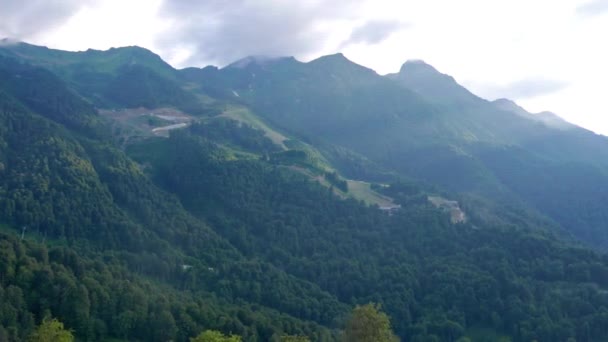 Glitch Effekt Die Hänge Der Berge Wald Rosenbauernhof Sotschi Russland — Stockvideo