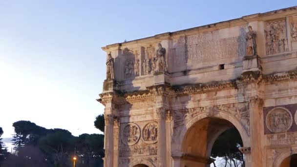 Effet Scintillant Arc Constantin Aube Rome Italie Vidéo Ultrahd — Video