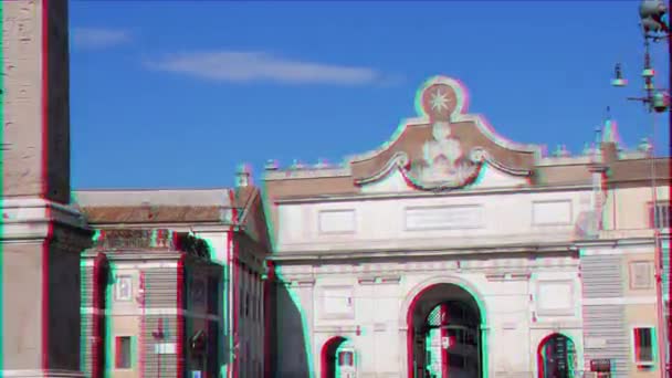 Glitch Effekt Menschen Auf Der Piazza Del Popolo Rom Italien — Stockvideo