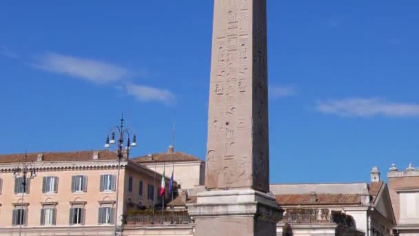Škubnutí Egyptský Obelisk Piazza Del Popolo Řím Itálie Video Ultrahd — Stock video