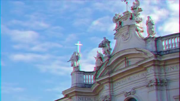Glitch Effect Basilica Santa Croce Gerusalemme Rome Italië Video Ultrahd — Stockvideo