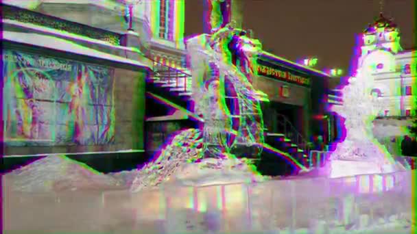 Glitch Effect Ijssculpturen Kerk Bloed Jekaterinenburg Rusland Januari 2015 Een — Stockvideo