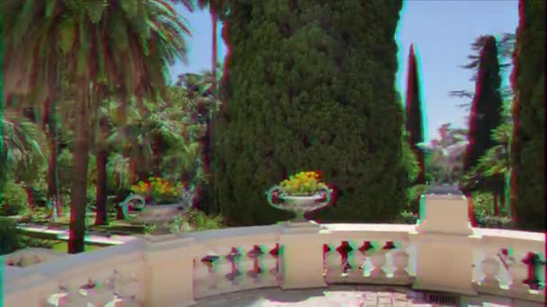 Efekt Glitch Centralna Aleja Arboretum Sochi Federacja Rosyjska Wideo Ultrahd — Wideo stockowe