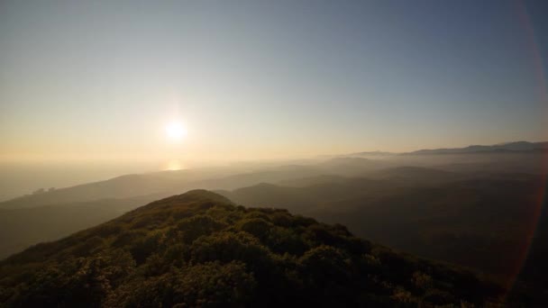 Efeito Falha Pôr Sol Mar Negro Vista Monte Akhun Time — Vídeo de Stock