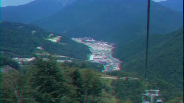 Effetto Glitch Vedi Rosa Khutor Dalla Funivia Sochi Russia Luglio — Video Stock