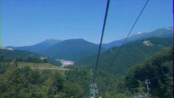 Glitch Effekt Cableway Olympia Rosa Khutor Plateau Sochi Ryssland Juli — Stockvideo