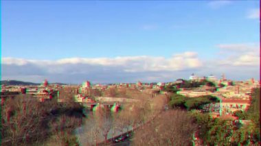 Aksaklık etkisi. Giardino degli Aranci'den manzara. Zoom. Roma, İtalya. Zaman Atlamalı. Video. Ultrahd (4k))