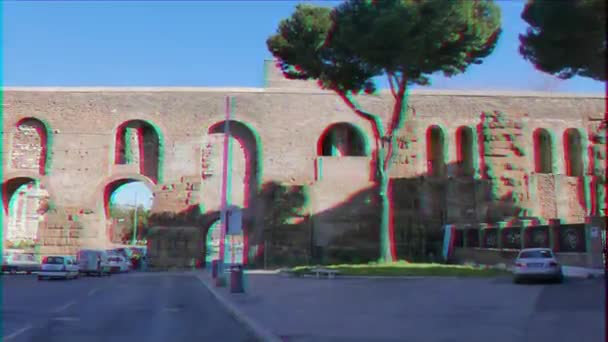 Effetto Glitch Pareti Aureliane Eleniana Roma Febbraio 2015 Costruita Intorno — Video Stock