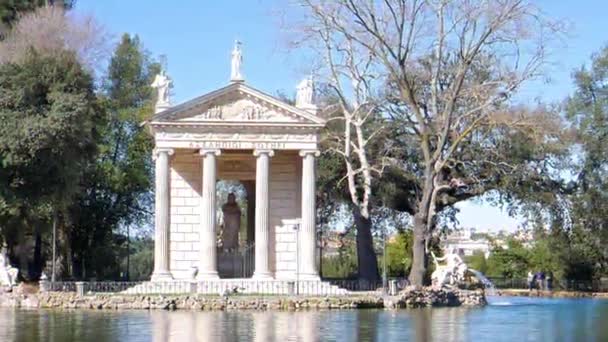 Glitch Effect Temple Asclepius Villa Borghese Rome Italy Video — Stock Video