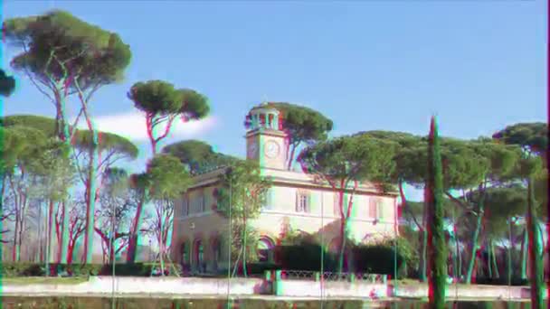 Glitch Effect Piazza Siena Villa Borghese Gardens Rome Italië Video — Stockvideo