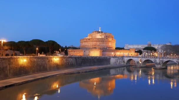 Efecto Fallo Técnico Sant Angelo Noche Roma Italia Vídeo — Vídeo de stock