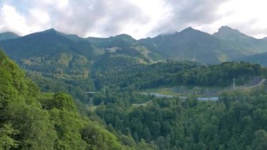 Aksaklık etkisi. Dağlardaki orman akıntısı. Rusya, Soçi. Video. Ultrahd (4k))