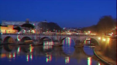 Aksaklık etkisi. Sant'Angelo Kalesi, Alacakaranlık, Roma. İtalya. Video. Ultrahd (4k))