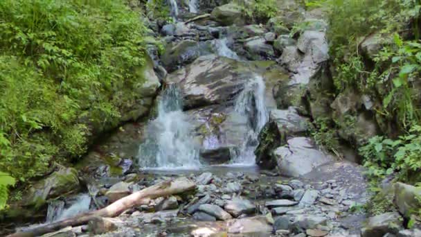 Glitch Effect Waterfall Trail Health Rosa Khutor Sochi Russia Video — Stock Video