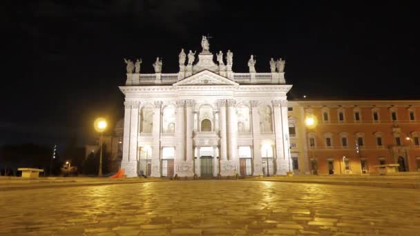 Glitch Effekt Die Straße Zur Basilica San Giovanni Laterano Nacht — Stockvideo