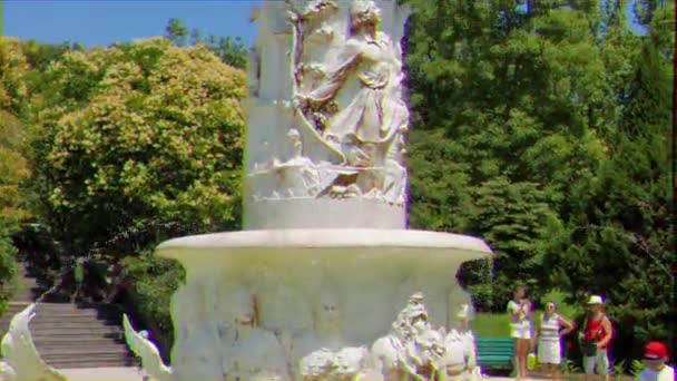 Glitch Effect Fountain Arboretum Sochi Russia July 2015 Unique Collection — Stock Video