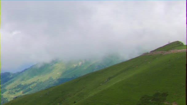 Efekt Glitch Górskie Stoki Pokryte Lasem Grzbiet Aibga Soczi Rosja — Wideo stockowe