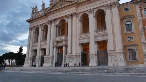 Efekt Glitch Basilica San Giovanni Laterano Wieczorem Rzym Włochy Wideo — Wideo stockowe