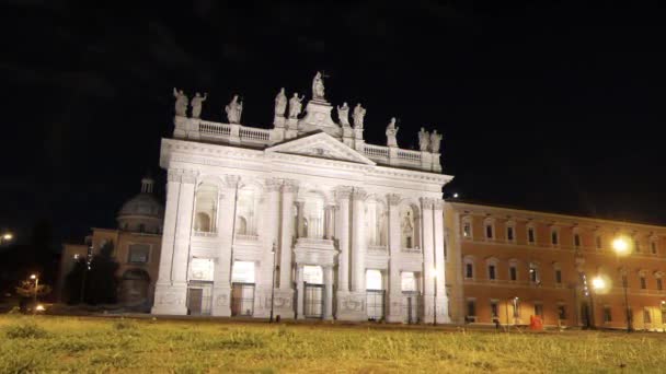 Glitch Effect Basilica San Giovanni Laterano Nacht Rome Italië Video — Stockvideo