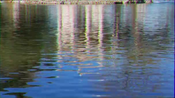Glitch Effect Pond Temple Asclepius Villa Borghese Rome Italy Video — Stock Video