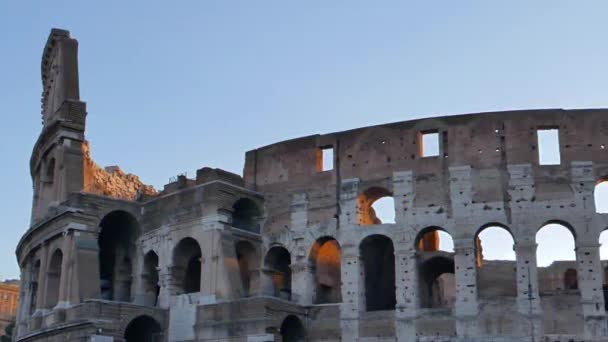 Efecto Fallo Técnico Coliseo Amanecer Roma Italia Vídeo Ultrahd — Vídeos de Stock