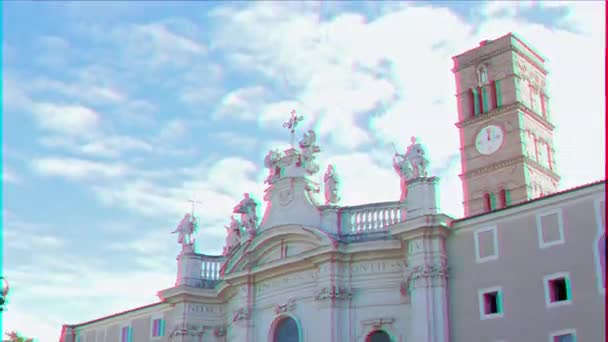 Efekt Glitch Basilica Santa Croce Gerusalemme Powiększenia Rzym Włochy Wideo — Wideo stockowe